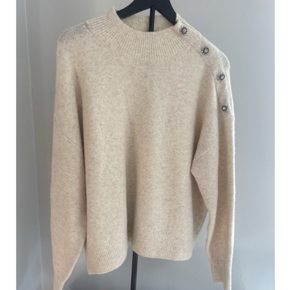 H&M Cream Sweater with Button Accents